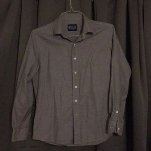 MTailor Mens Grey Houndstooth Dress Shirt Small